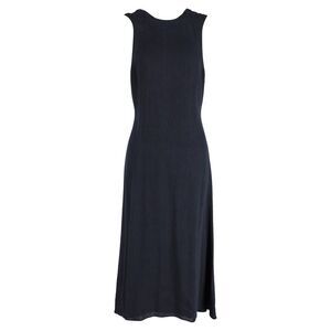 Khaite Etta Midi Criss-Cross Back Strap Dress in Navy Blue Cotton